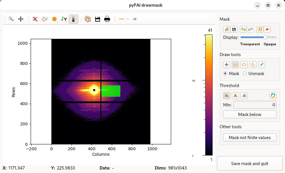 pyFAI manual mask drawing interface