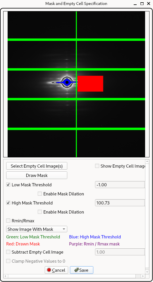 Figure 2: Low and High Threshold Mask with Drawn Region
